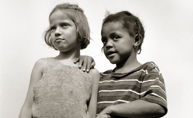 Historical image: Two young girls at Camp Christmas Seals, August 1943, Haverstraw, New York. (Library of Congress)