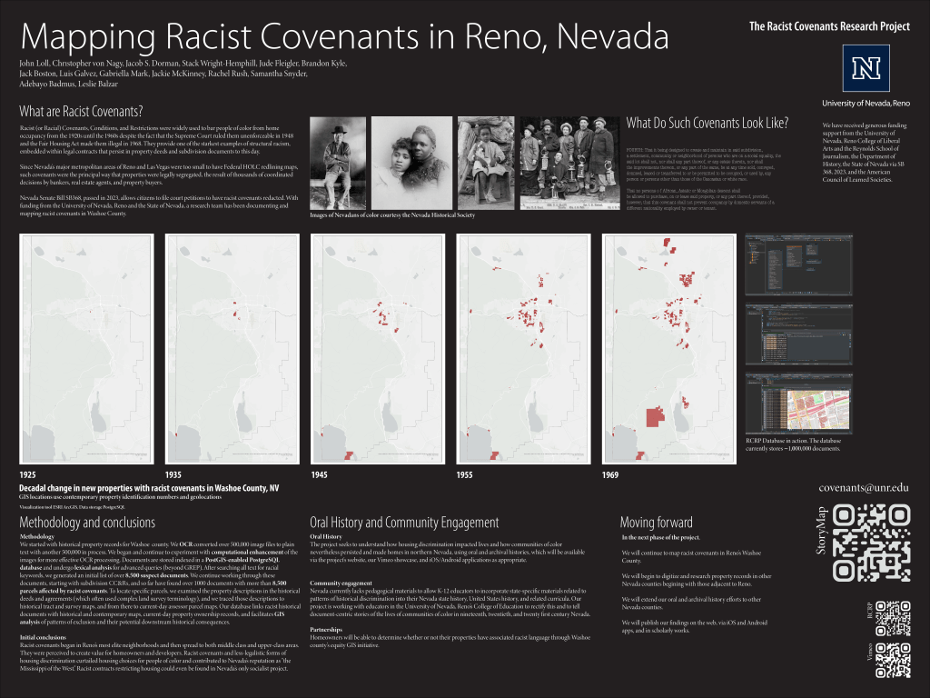 Mapping Racist Covenants in Reno, Nevada: a poster presented at AHA conference on 5 January 2025, New York City.